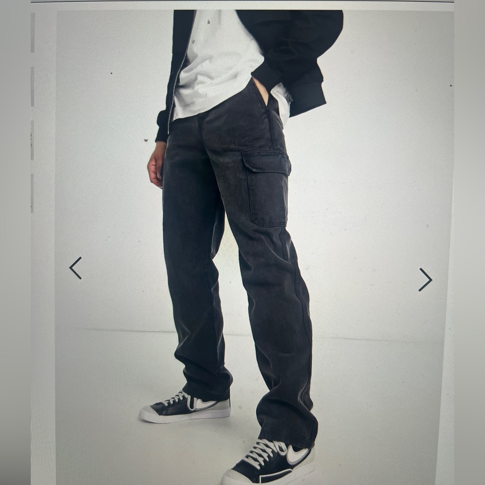 ASOS Design Relaxed Cargo Pants with acid wash in black